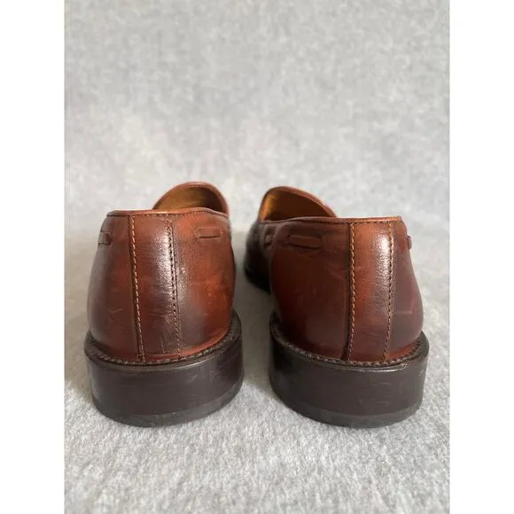 Massimo Dutti Men's Size 40 Brown Leather Tasseled Formal Loafers Dress Shoes