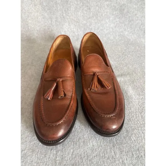 Massimo Dutti Men's Size 40 Brown Leather Tasseled Formal Loafers Dress Shoes