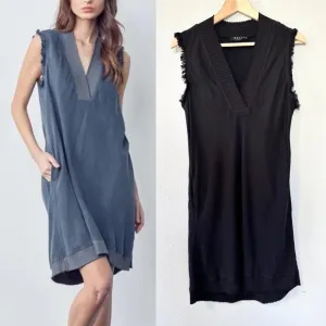 Maven West Sleeveless Dress in Mixed Fabric Dress in black