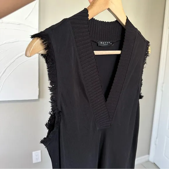 Maven West Sleeveless Dress in Mixed Fabric Dress in black