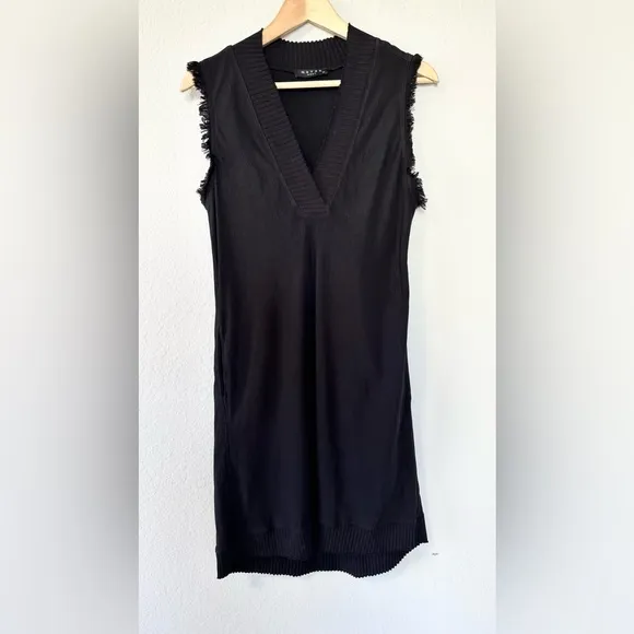 Maven West Sleeveless Dress in Mixed Fabric Dress in black