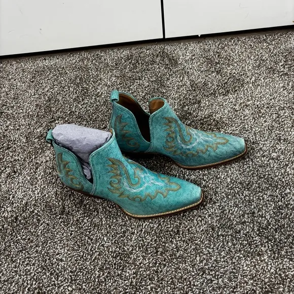 Mayra WESTERLY WESTERN LEATHER BOOTIES NEW in Bag Size 6 Turquoise