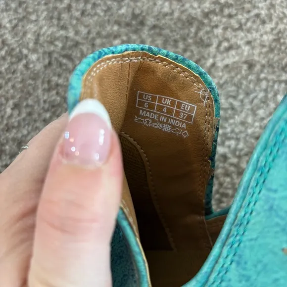 Mayra WESTERLY WESTERN LEATHER BOOTIES NEW in Bag Size 6 Turquoise
