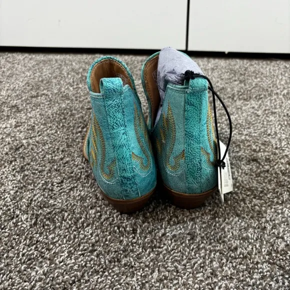 Mayra WESTERLY WESTERN LEATHER BOOTIES NEW in Bag Size 6 Turquoise