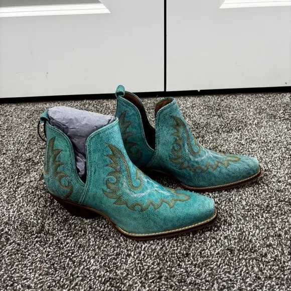 Mayra WESTERLY WESTERN LEATHER BOOTIES NEW in Bag Size 6 Turquoise