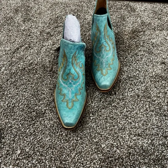 Mayra WESTERLY WESTERN LEATHER BOOTIES NEW in Bag Size 6 Turquoise