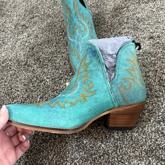 Mayra WESTERLY WESTERN LEATHER BOOTIES NEW in Bag Size 6 Turquoise