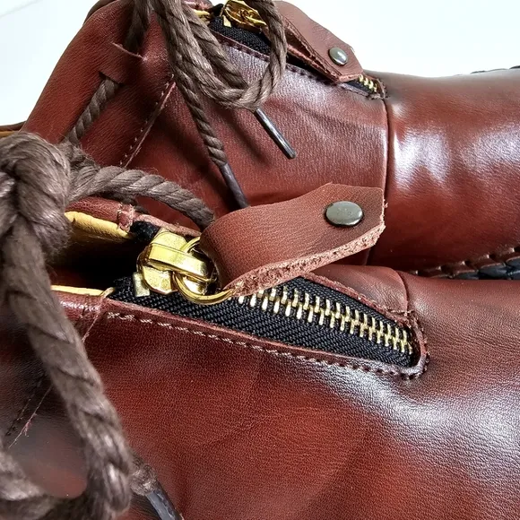Men Hand Stitching Leather Non Slip Soft Sole Casual Boots Brown Cordovan Sz 45