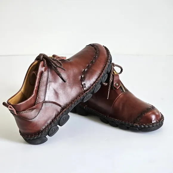 Men Hand Stitching Leather Non Slip Soft Sole Casual Boots Brown Cordovan Sz 45