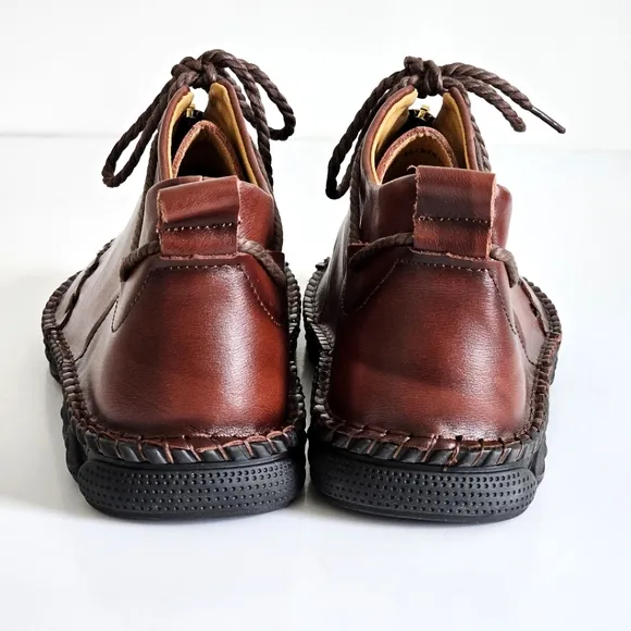 Men Hand Stitching Leather Non Slip Soft Sole Casual Boots Brown Cordovan Sz 45