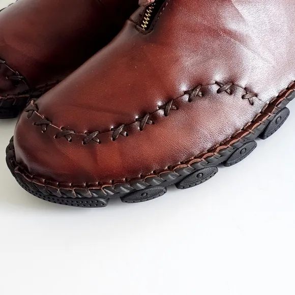 Men Hand Stitching Leather Non Slip Soft Sole Casual Boots Brown Cordovan Sz 45