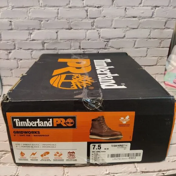 Men's 7.5M&quot; Timberland PRO Waterproof Soft Toe Work Boot TB0A2AXR214