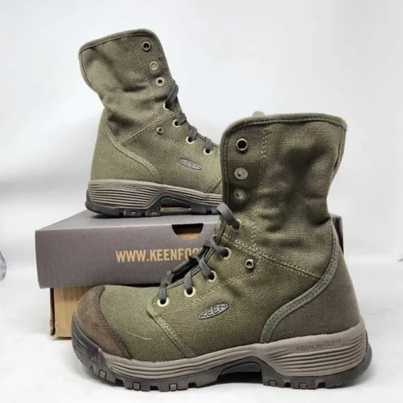 Men's 8EE Keen Utility Roswell Mid canvas work boots military olive 8 Wide