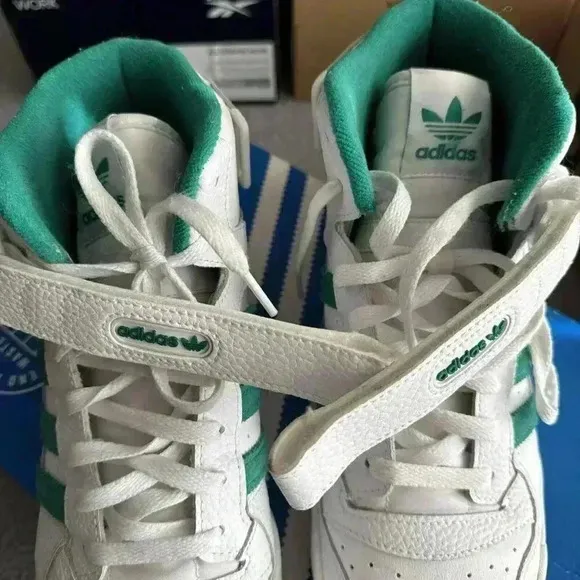 Men's Adidas Originals Forum Mid Shoes‎ (H00749) White/Gum/ Green Size 10 Mens
