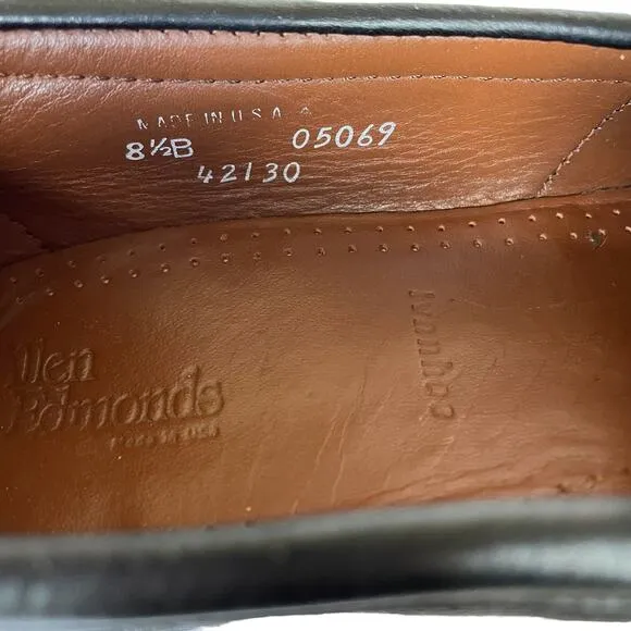 Men's Allen Edmonds Ivanhoe Black Woven Leather Penny Loafers Dress Shoes 8.5B