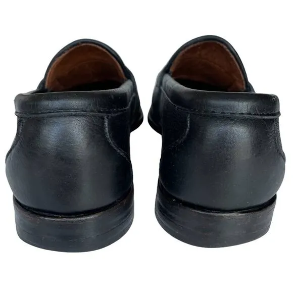 Men's Allen Edmonds Ivanhoe Black Woven Leather Penny Loafers Dress Shoes 8.5B