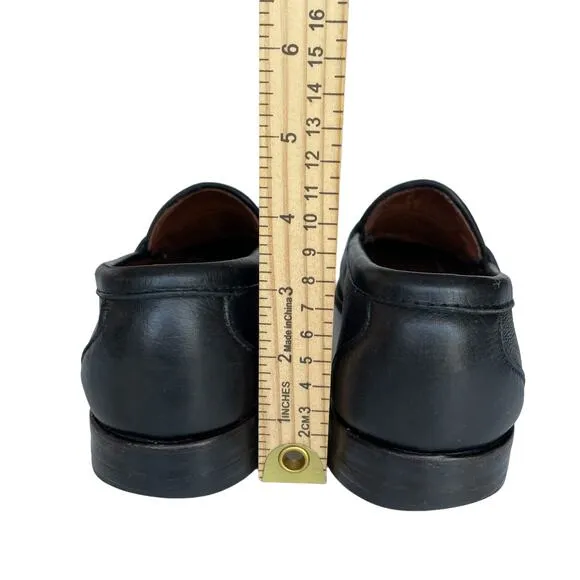Men's Allen Edmonds Ivanhoe Black Woven Leather Penny Loafers Dress Shoes 8.5B