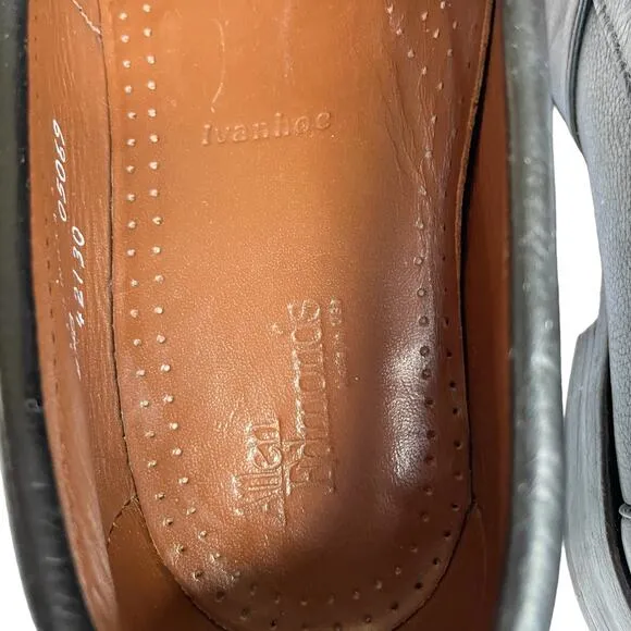 Men's Allen Edmonds Ivanhoe Black Woven Leather Penny Loafers Dress Shoes 8.5B