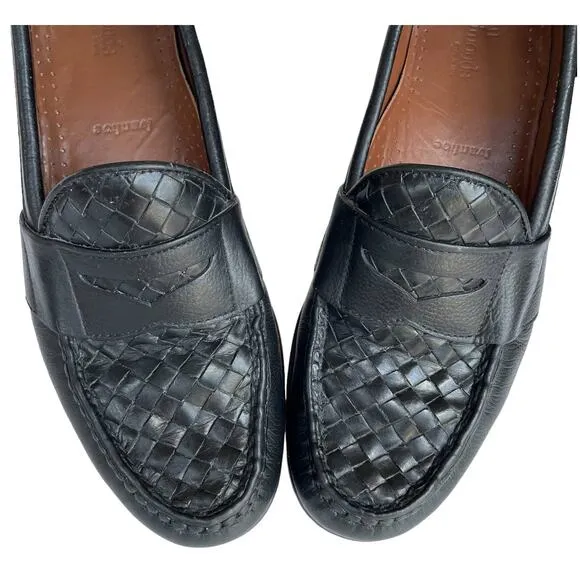 Men's Allen Edmonds Ivanhoe Black Woven Leather Penny Loafers Dress Shoes 8.5B
