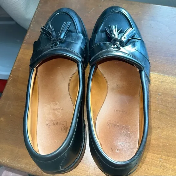 Men's Allen Edmonds Newport Black Leather Tassel Dress Loafers Shoes sz US 8.5E