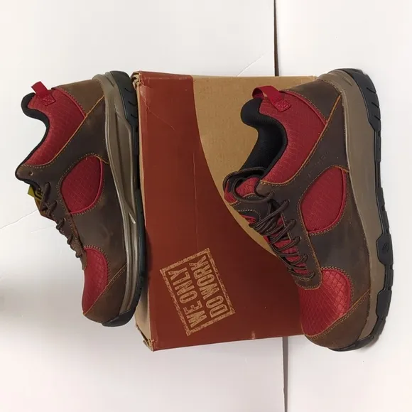 Mens Avenger Steel-toe Work Boots Edge CT Brown/Red size 8