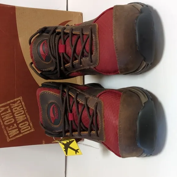Mens Avenger Steel-toe Work Boots Edge CT Brown/Red size 8