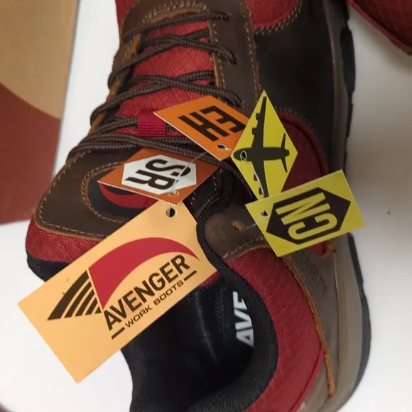 Mens Avenger Steel-toe Work Boots Edge CT Brown/Red size 8