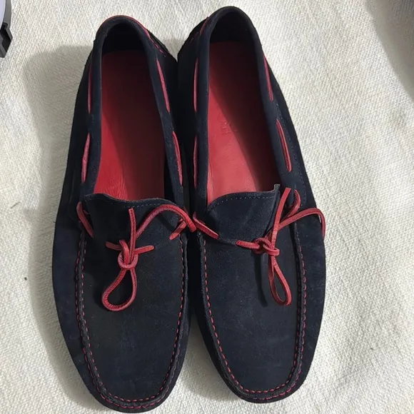 Men's Black and Red Loafers