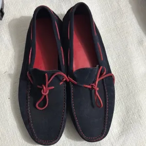 Men's Black and Red Loafers