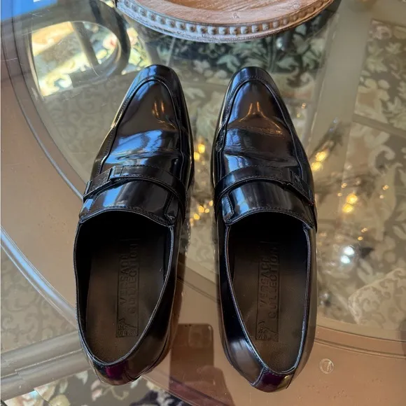 Men's Black Leather Versace collection Loafers ( Box not included)Size 44
