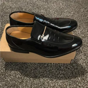 Men's Black Patent Leather Loafers