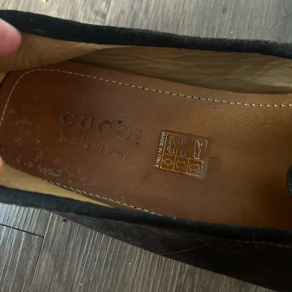 Men's Brown Suede Loafers with Green and Red Accents