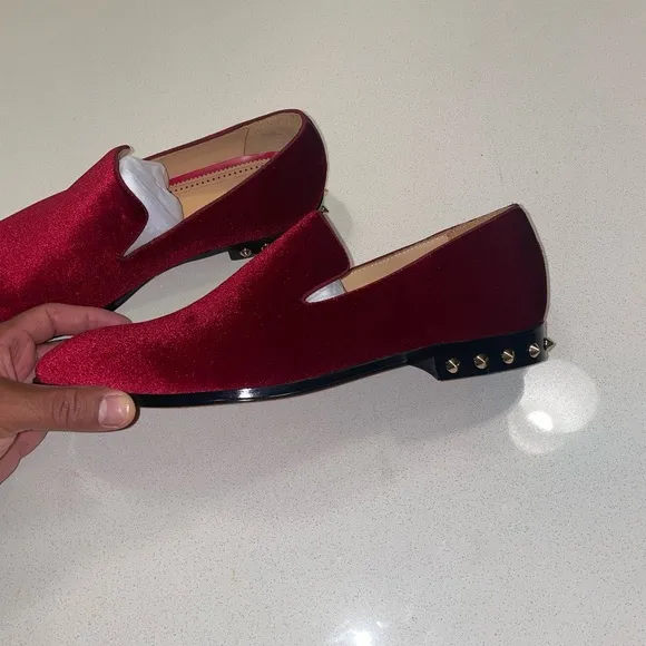 Men's Custom Velvet Loafers in Red