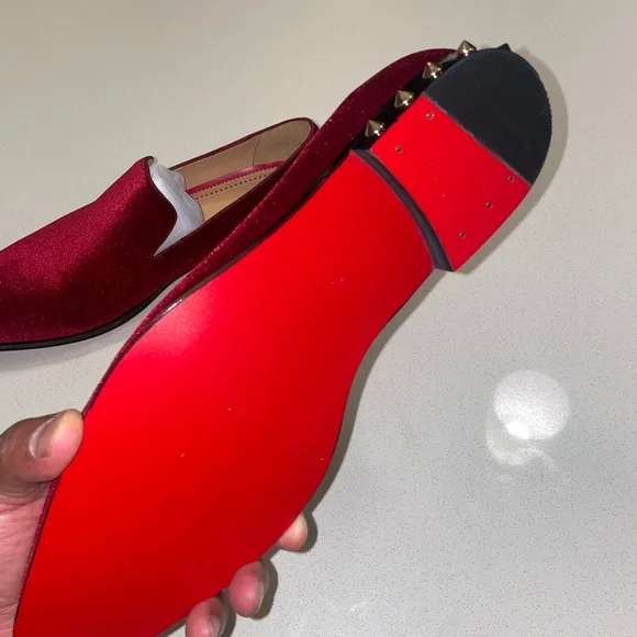 Men's Custom Velvet Loafers in Red