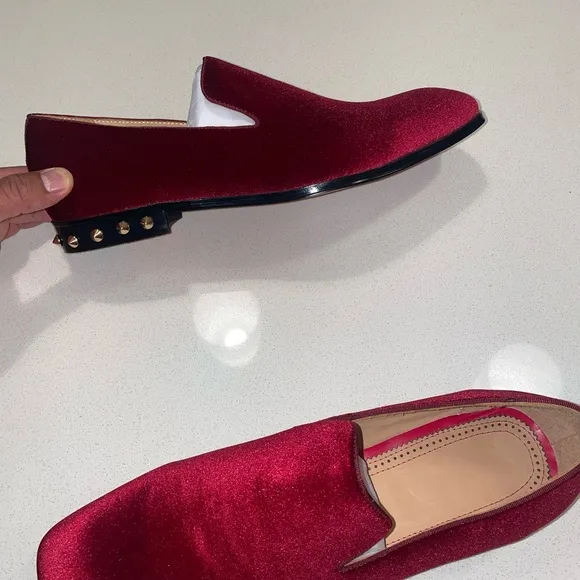 Men's Custom Velvet Loafers in Red