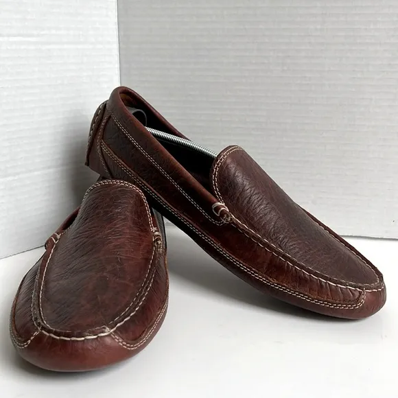 Men’s Duluth Trading Bison Leather Driving Moccasins Loafers Hand Stitched 11W.