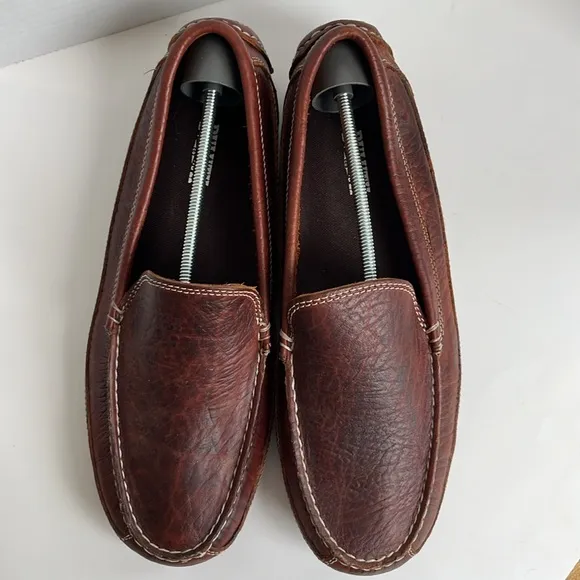 Men’s Duluth Trading Bison Leather Driving Moccasins Loafers Hand Stitched 11W.