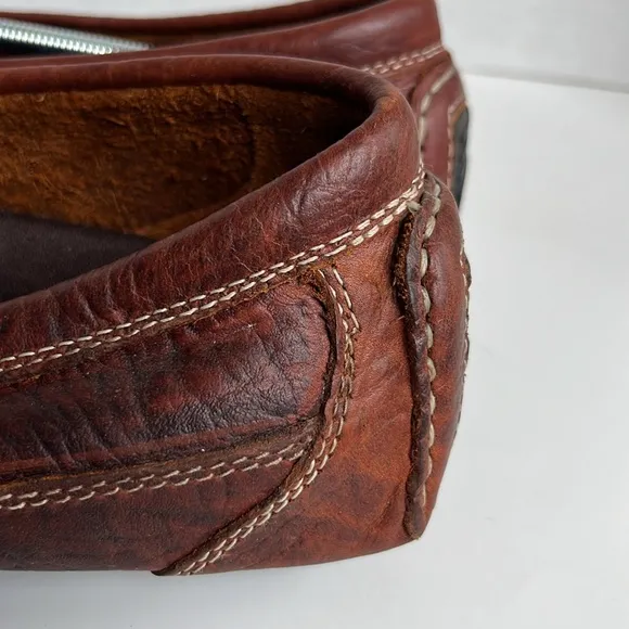 Men’s Duluth Trading Bison Leather Driving Moccasins Loafers Hand Stitched 11W.