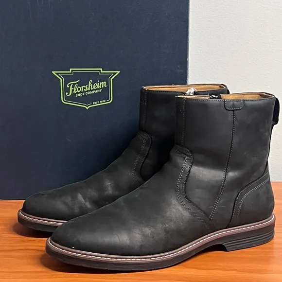 Men's Florsheim Norwalk Plain Toe Side Zip Soft Leather Boots Size 10.5 NIB