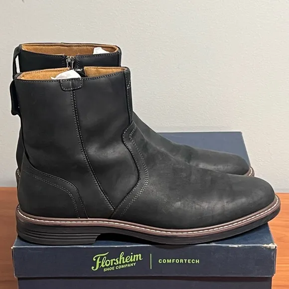 Men's Florsheim Norwalk Plain Toe Side Zip Soft Leather Boots Size 10.5 NIB