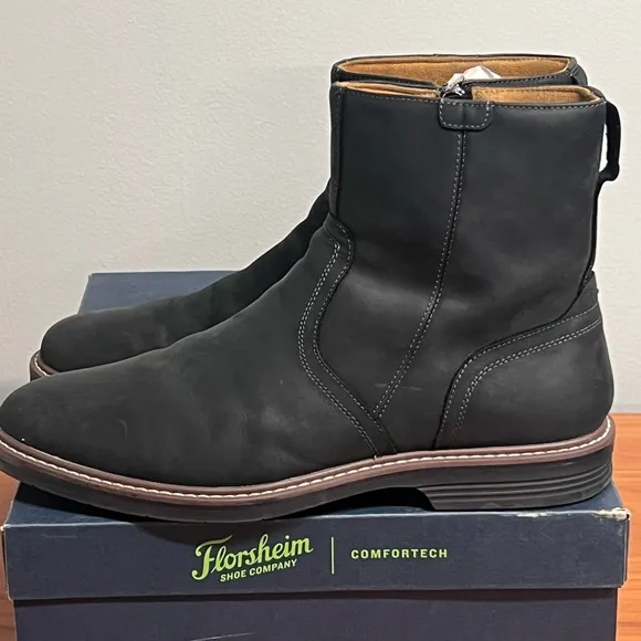 Men's Florsheim Norwalk Plain Toe Side Zip Soft Leather Boots Size 10.5 NIB