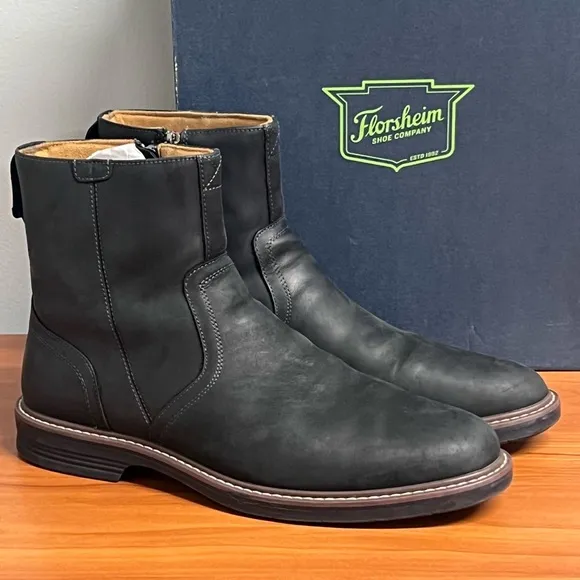 Men's Florsheim Norwalk Plain Toe Side Zip Soft Leather Boots Size 10.5 NIB