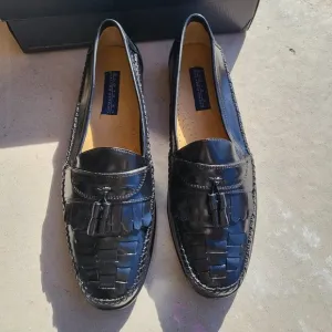 Men's Giorgio Brutini Le‎ Grove Weave Tassel Black Loafers Slip On Shoes Size 13