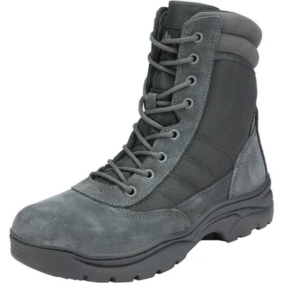 Men's Military Tactical Work Boots Side Zipper Leather Combat Boots