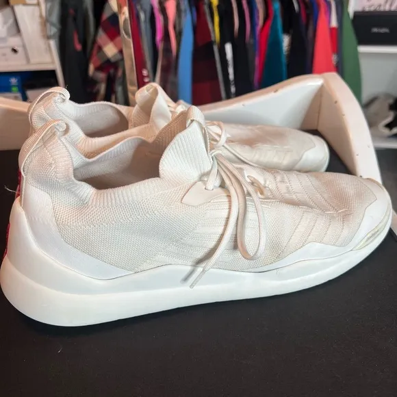 Men’s Prada White Knit Lace-Up Sneakers