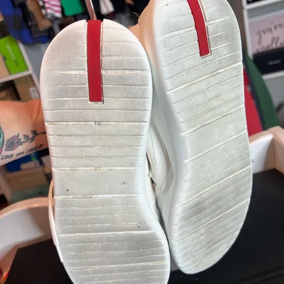 Men’s Prada White Knit Lace-Up Sneakers