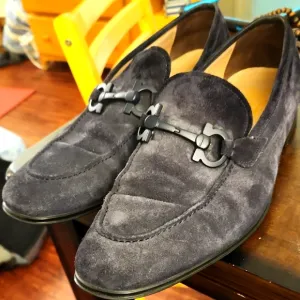 Men's Suede Loafers in Dark Blue Salvatore Ferragamo