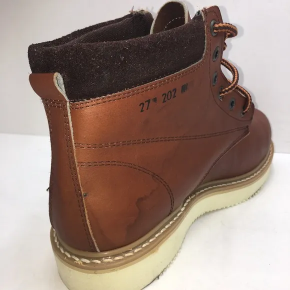 Men's Work Boots lace-up Very soft and lightweight Leather Brown Bota de Trabajo
