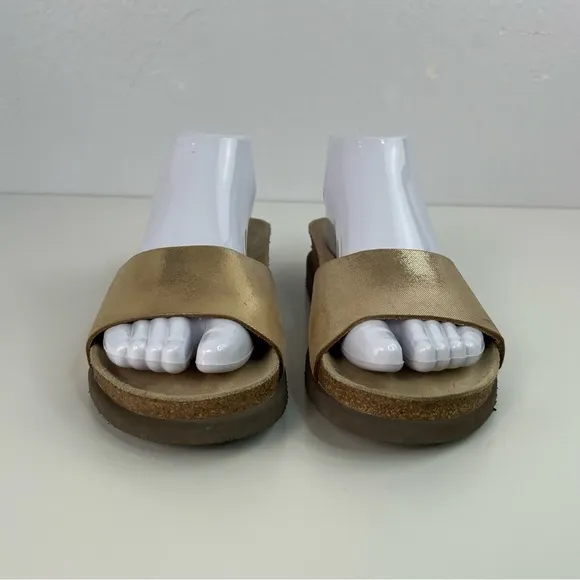 Mephisto Cork Footbed One Strap Gold Slides