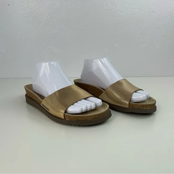 Mephisto Cork Footbed One Strap Gold Slides